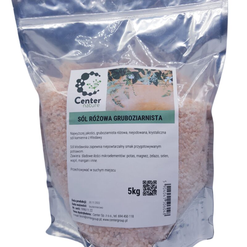 Sól kłodawska kamienna spożywcza – gruboziarnista różowa niejodowana 5 kg